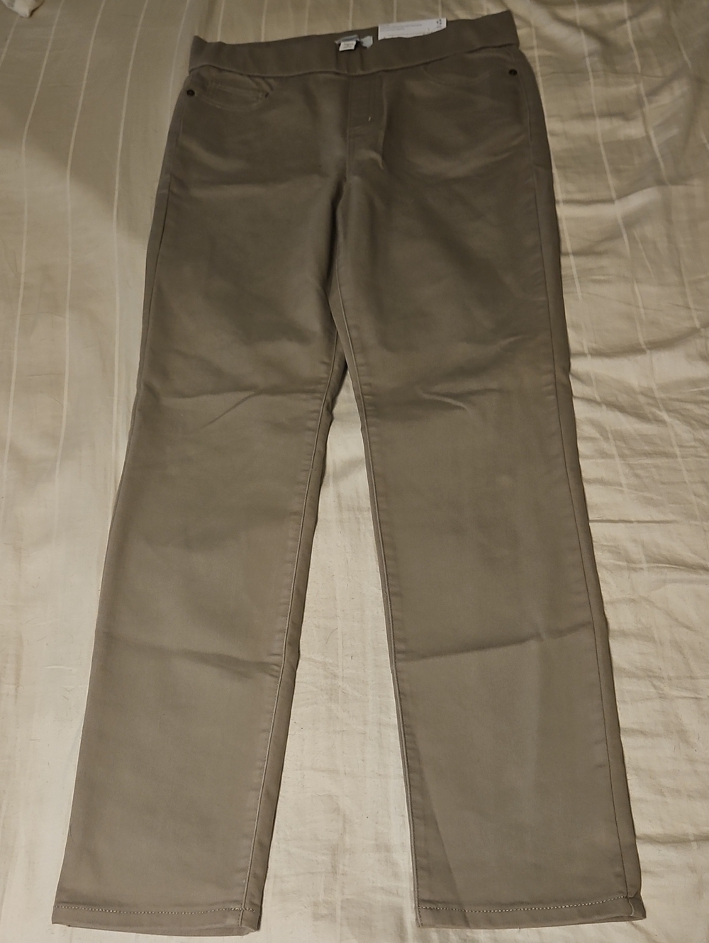 Liz Claiborne Taupe Pull-on Straight-Leg Jeans